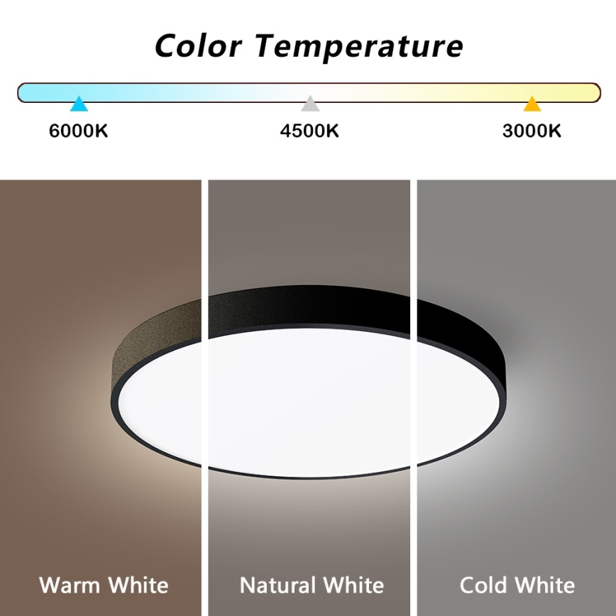Immax NEO 07248L - LED Prigušiva plafonjera NEO LITE SEMPLICI LED/36W/230V 3000-6000K Wi-Fi Tuya crno + Daljinski upravljač