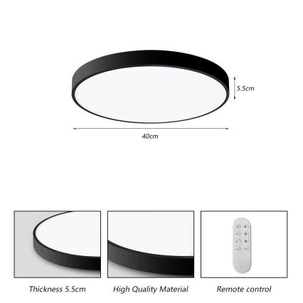 Immax NEO 07248L - LED Prigušiva plafonjera NEO LITE SEMPLICI LED/36W/230V 3000-6000K Wi-Fi Tuya crno + Daljinski upravljač