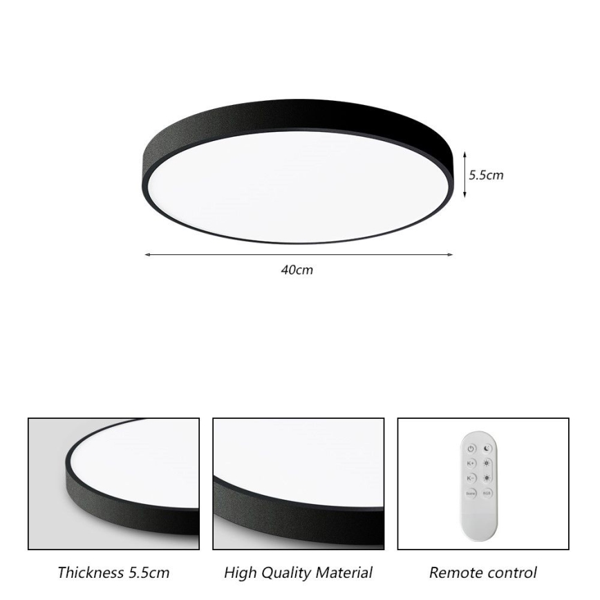 Immax NEO 07248L - LED Prigušiva plafonjera NEO LITE SEMPLICI LED/36W/230V 3000-6000K Wi-Fi Tuya crno + Daljinski upravljač