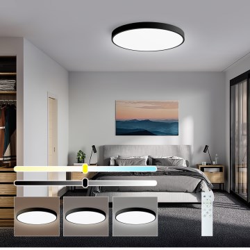 Immax NEO 07249L - LED Prigušiva plafonjera NEO LITE SEMPLICI LED/48W/230V 3000-6000K Wi-Fi Tuya crno + Daljinski upravljač
