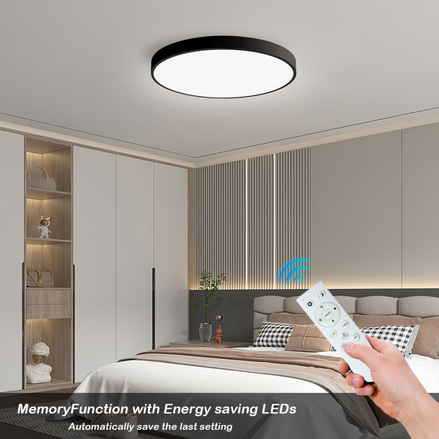 Immax NEO 07249L - LED Prigušiva plafonjera NEO LITE SEMPLICI LED/48W/230V 3000-6000K Wi-Fi Tuya crno + Daljinski upravljač