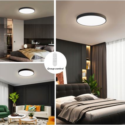 Immax NEO 07249L - LED Prigušiva plafonjera NEO LITE SEMPLICI LED/48W/230V 3000-6000K Wi-Fi Tuya crno + Daljinski upravljač
