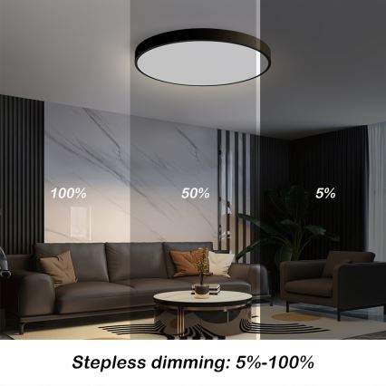 Immax NEO 07249L - LED Prigušiva plafonjera NEO LITE SEMPLICI LED/48W/230V 3000-6000K Wi-Fi Tuya crno + Daljinski upravljač