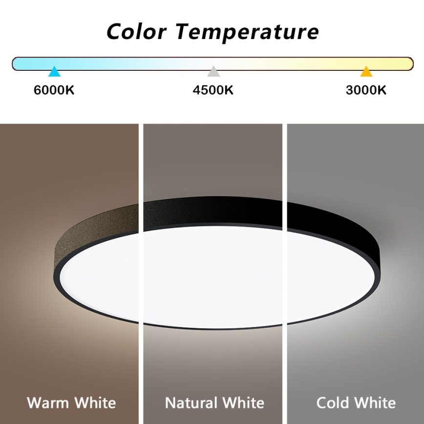 Immax NEO 07249L - LED Prigušiva plafonjera NEO LITE SEMPLICI LED/48W/230V 3000-6000K Wi-Fi Tuya crno + Daljinski upravljač