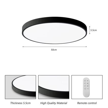 Immax NEO 07249L - LED Prigušiva plafonjera NEO LITE SEMPLICI LED/48W/230V 3000-6000K Wi-Fi Tuya crno + Daljinski upravljač