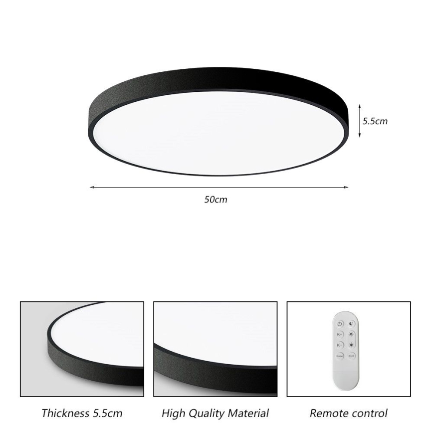 Immax NEO 07249L - LED Prigušiva plafonjera NEO LITE SEMPLICI LED/48W/230V 3000-6000K Wi-Fi Tuya crno + Daljinski upravljač