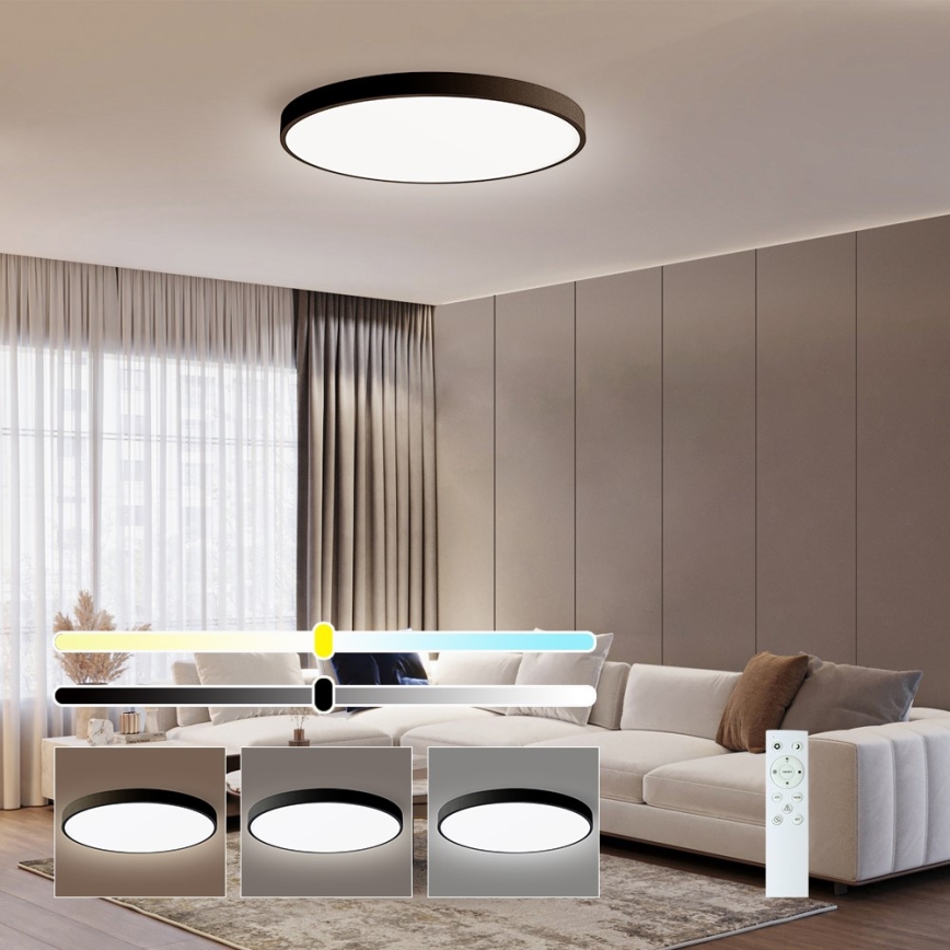 Immax NEO 07250L - LED Prigušiva plafonjera NEO LITE SEMPLICI LED/60W/230V 3000-6000K Wi-Fi Tuya crno + Daljinski upravljač