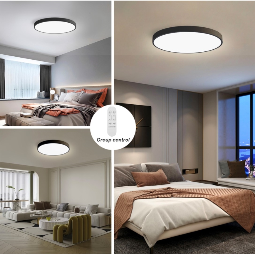 Immax NEO 07250L - LED Prigušiva plafonjera NEO LITE SEMPLICI LED/60W/230V 3000-6000K Wi-Fi Tuya crno + Daljinski upravljač