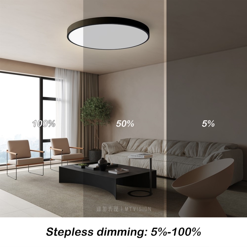 Immax NEO 07250L - LED Prigušiva plafonjera NEO LITE SEMPLICI LED/60W/230V 3000-6000K Wi-Fi Tuya crno + Daljinski upravljač