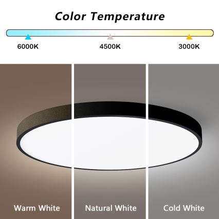 Immax NEO 07250L - LED Prigušiva plafonjera NEO LITE SEMPLICI LED/60W/230V 3000-6000K Wi-Fi Tuya crno + Daljinski upravljač