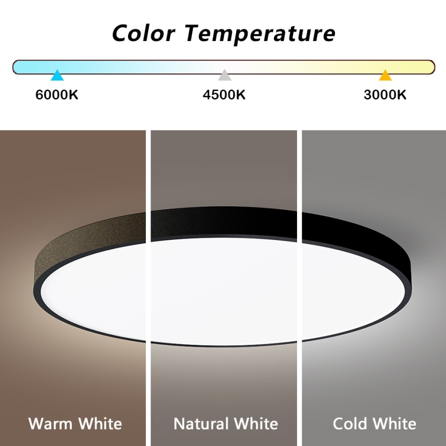 Immax NEO 07250L - LED Prigušiva plafonjera NEO LITE SEMPLICI LED/60W/230V 3000-6000K Wi-Fi Tuya crno + Daljinski upravljač