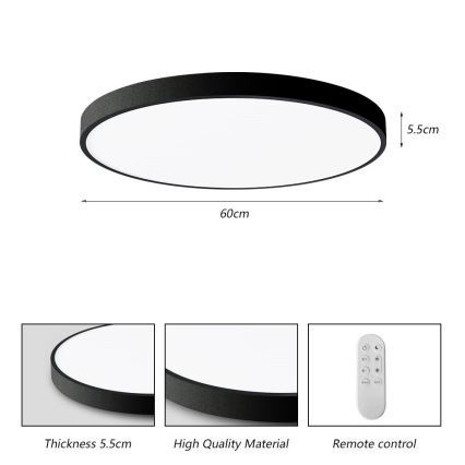 Immax NEO 07250L - LED Prigušiva plafonjera NEO LITE SEMPLICI LED/60W/230V 3000-6000K Wi-Fi Tuya crno + Daljinski upravljač