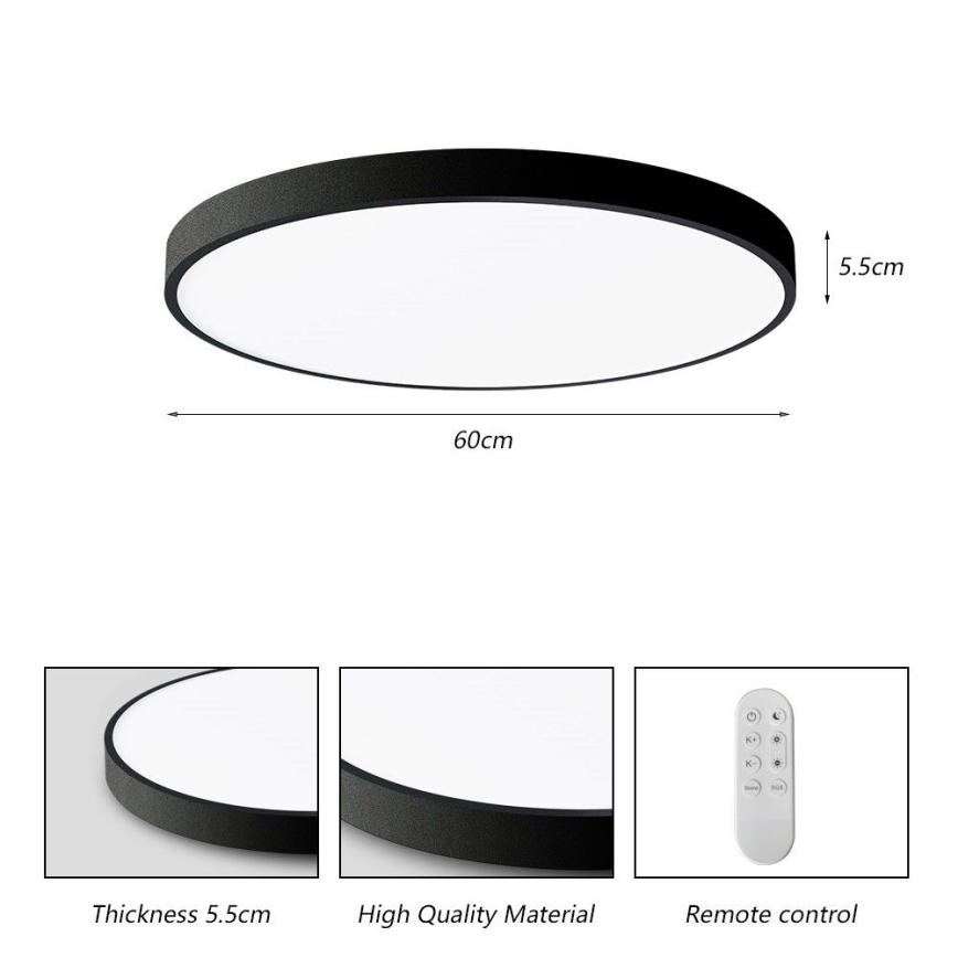 Immax NEO 07250L - LED Prigušiva plafonjera NEO LITE SEMPLICI LED/60W/230V 3000-6000K Wi-Fi Tuya crno + Daljinski upravljač
