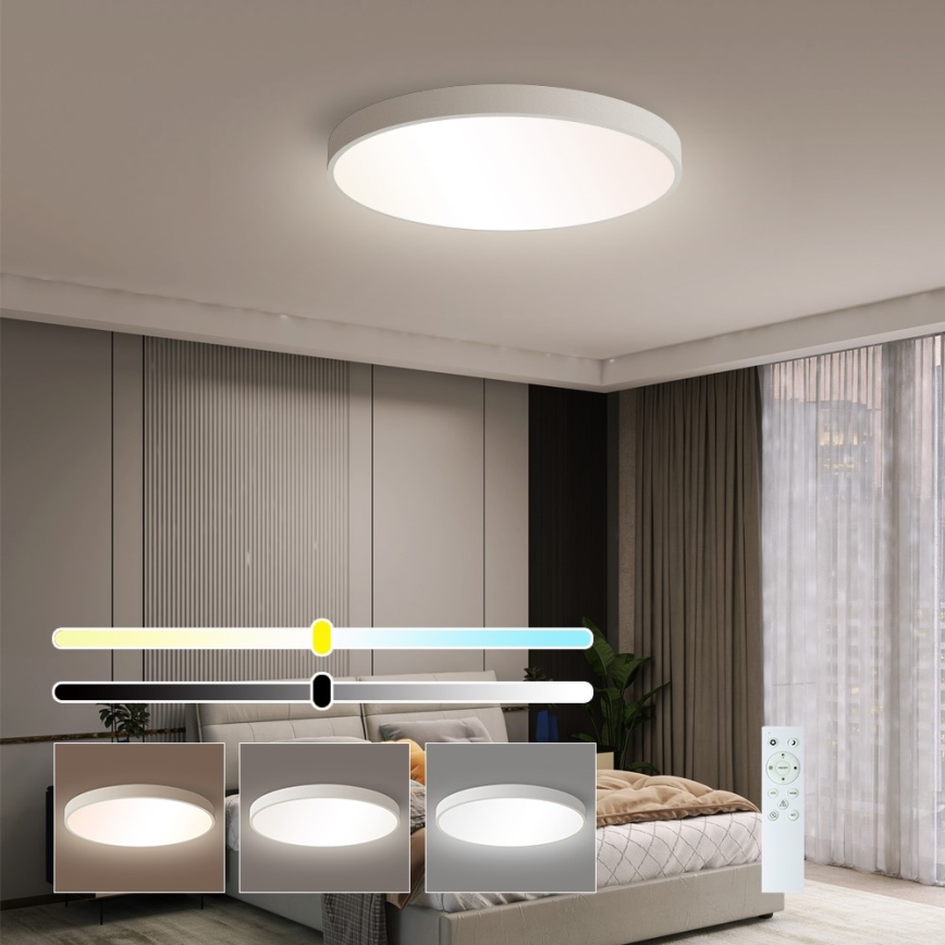 Immax NEO 07252L - LED Prigušiva plafonjera NEO LITE SEMPLICI LED/48W/230V 3000-6000K Wi-Fi Tuya bela + Daljinski upravljač