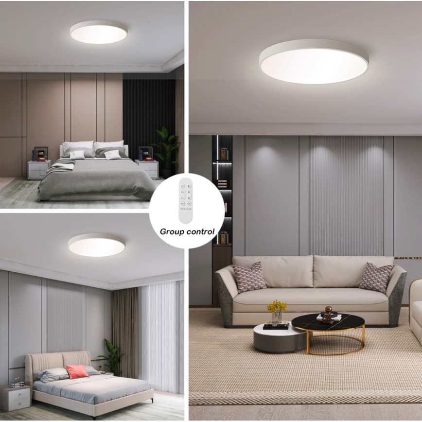 Immax NEO 07252L - LED Prigušiva plafonjera NEO LITE SEMPLICI LED/48W/230V 3000-6000K Wi-Fi Tuya bela + Daljinski upravljač