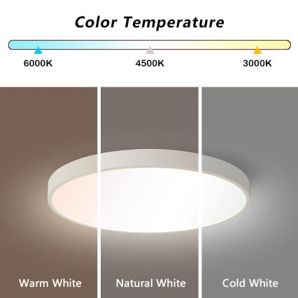 Immax NEO 07252L - LED Prigušiva plafonjera NEO LITE SEMPLICI LED/48W/230V 3000-6000K Wi-Fi Tuya bela + Daljinski upravljač
