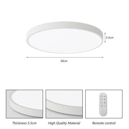 Immax NEO 07252L - LED Prigušiva plafonjera NEO LITE SEMPLICI LED/48W/230V 3000-6000K Wi-Fi Tuya bela + Daljinski upravljač