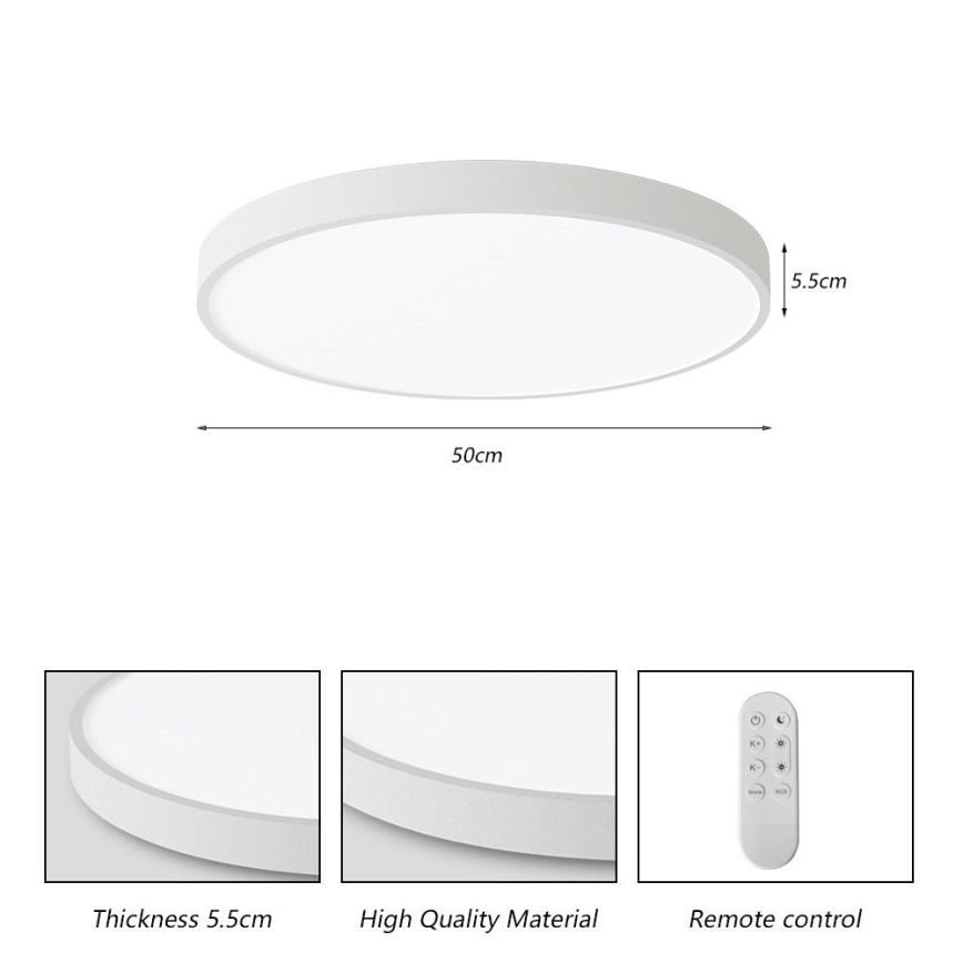 Immax NEO 07252L - LED Prigušiva plafonjera NEO LITE SEMPLICI LED/48W/230V 3000-6000K Wi-Fi Tuya bela + Daljinski upravljač