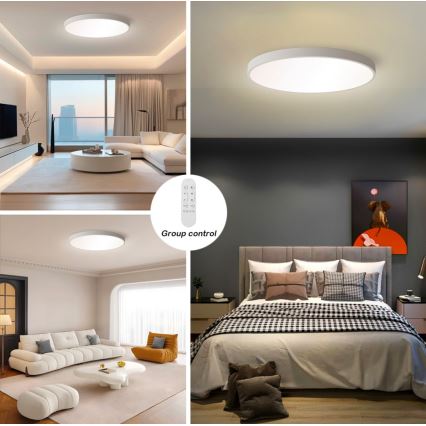 Immax NEO 07253L - LED prigušiva stropno svetlo NEO LITE SEMPLICI LED/60W/230V 3000-6000K Ø 60 cm Wi-Fi Tuya belo + daljinski upravljač