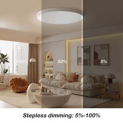 Immax NEO 07253L - LED prigušiva stropno svetlo NEO LITE SEMPLICI LED/60W/230V 3000-6000K Ø 60 cm Wi-Fi Tuya belo + daljinski upravljač