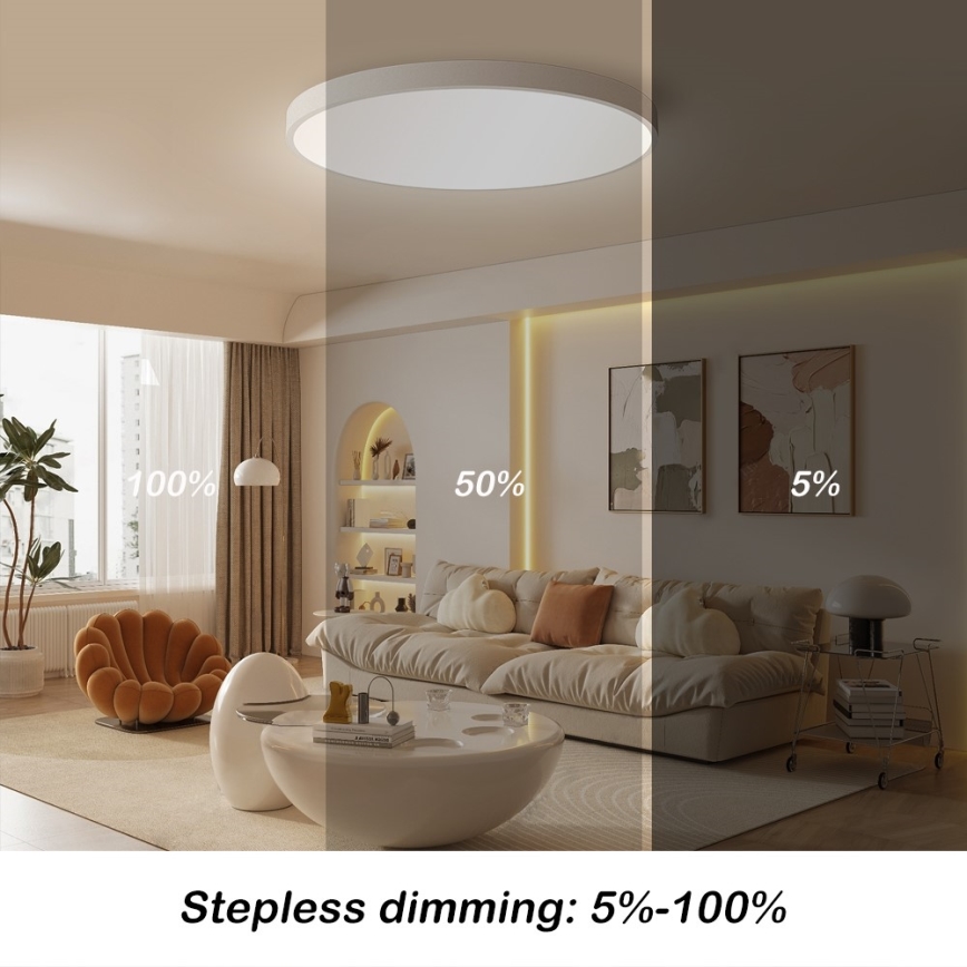Immax NEO 07253L - LED prigušiva stropno svetlo NEO LITE SEMPLICI LED/60W/230V 3000-6000K Ø 60 cm Wi-Fi Tuya belo + daljinski upravljač