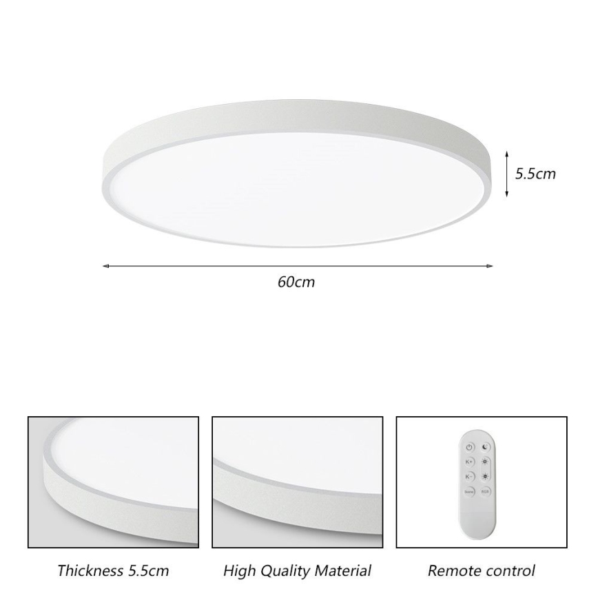 Immax NEO 07253L - LED prigušiva stropno svetlo NEO LITE SEMPLICI LED/60W/230V 3000-6000K Ø 60 cm Wi-Fi Tuya belo + daljinski upravljač