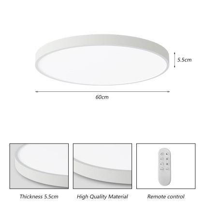 Immax NEO 07253L - LED Prigušiva plafonjera NEO LITE SEMPLICI LED/60W/230V 3000-6000K Wi-Fi Tuya bela + Daljinski upravljač