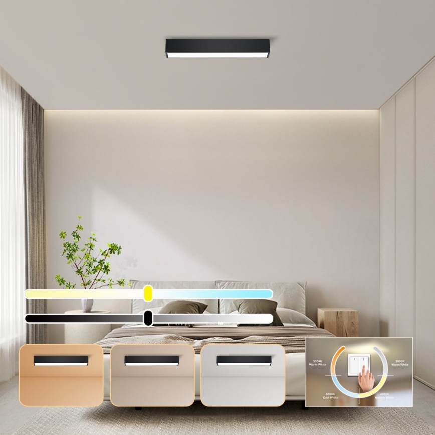 Immax NEO 07254L - LED Prigušiva plafonjera NEO LITE LUNGO LED/20W/230V 3000-6000K Wi-Fi Tuya crno + Daljinski upravljač