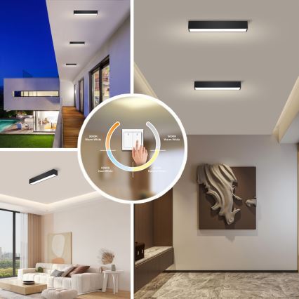 Immax NEO 07254L - LED Prigušiva plafonjera NEO LITE LUNGO LED/20W/230V 3000-6000K Wi-Fi Tuya crno + Daljinski upravljač