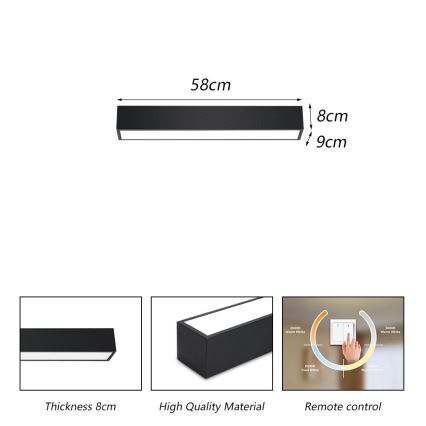 Immax NEO 07254L - LED Prigušiva plafonjera NEO LITE LUNGO LED/20W/230V 3000-6000K Wi-Fi Tuya crno + Daljinski upravljač