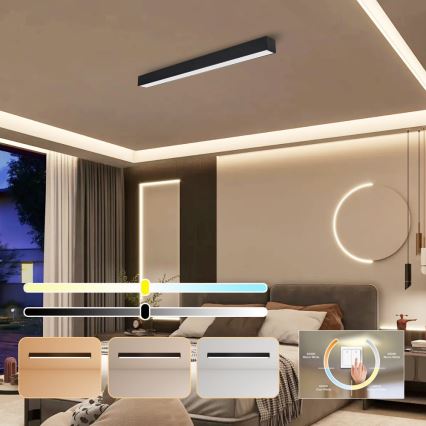 Immax NEO 07255L - LED Prigušiva plafonjera NEO LITE LUNGO LED/20W/230V 3000-6000K Wi-Fi Tuya crno + Daljinski upravljač