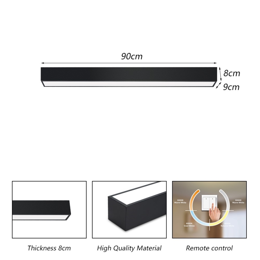 Immax NEO 07255L - LED Prigušiva plafonjera NEO LITE LUNGO LED/20W/230V 3000-6000K Wi-Fi Tuya crno + Daljinski upravljač