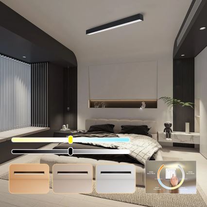 Immax NEO 07256L - LED Prigušiva plafonjera NEO LITE LUNGO LED/38W/230V 3000-6000K Wi-Fi Tuya crno + Daljinski upravljač