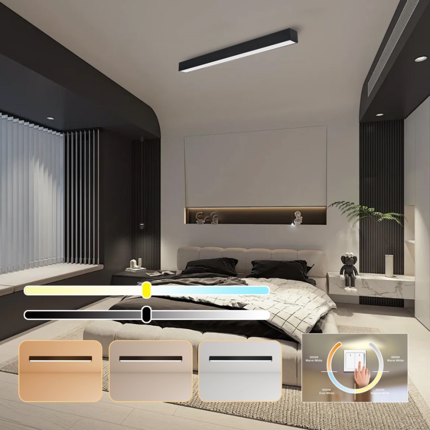 Immax NEO 07256L - LED Prigušiva plafonjera NEO LITE LUNGO LED/38W/230V 3000-6000K Wi-Fi Tuya crno + Daljinski upravljač