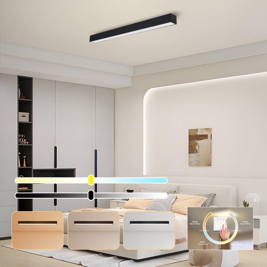 Immax NEO 07256L - LED Prigušiva plafonjera NEO LITE LUNGO LED/38W/230V 3000-6000K Wi-Fi Tuya crno + Daljinski upravljač