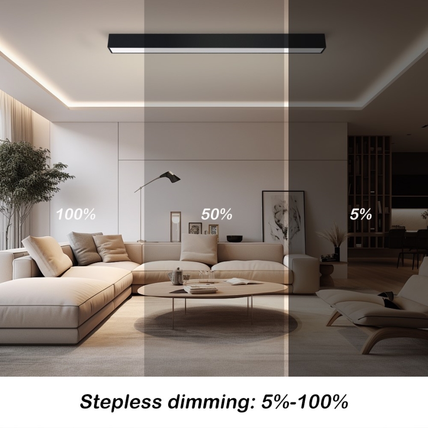 Immax NEO 07256L - LED Prigušiva plafonjera NEO LITE LUNGO LED/38W/230V 3000-6000K Wi-Fi Tuya crno + Daljinski upravljač