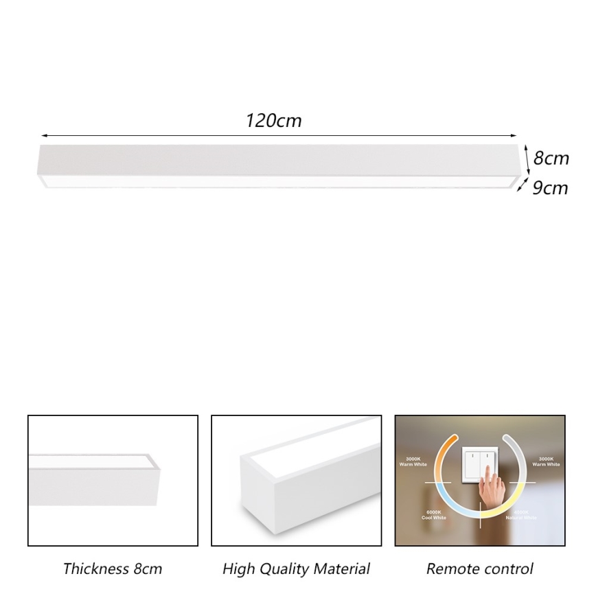 Immax NEO 07259L - LED Prigušiva plafonjera NEO LITE LUNGO LED/38W/230V 3000-6000K Wi-Fi Tuya bela + Daljinski upravljač