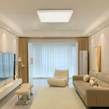 Immax NEO 07277L - LED Prigušiva plafonjera za kupatilo NEO LITE FRAME LED/50W/230V IP44 Wi-Fi Tuya +daljinski upravljač bela