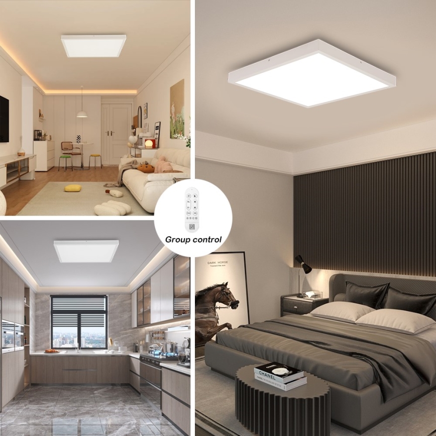 Immax NEO 07277L - LED Prigušiva plafonjera za kupatilo NEO LITE FRAME LED/50W/230V IP44 Wi-Fi Tuya +daljinski upravljač bela