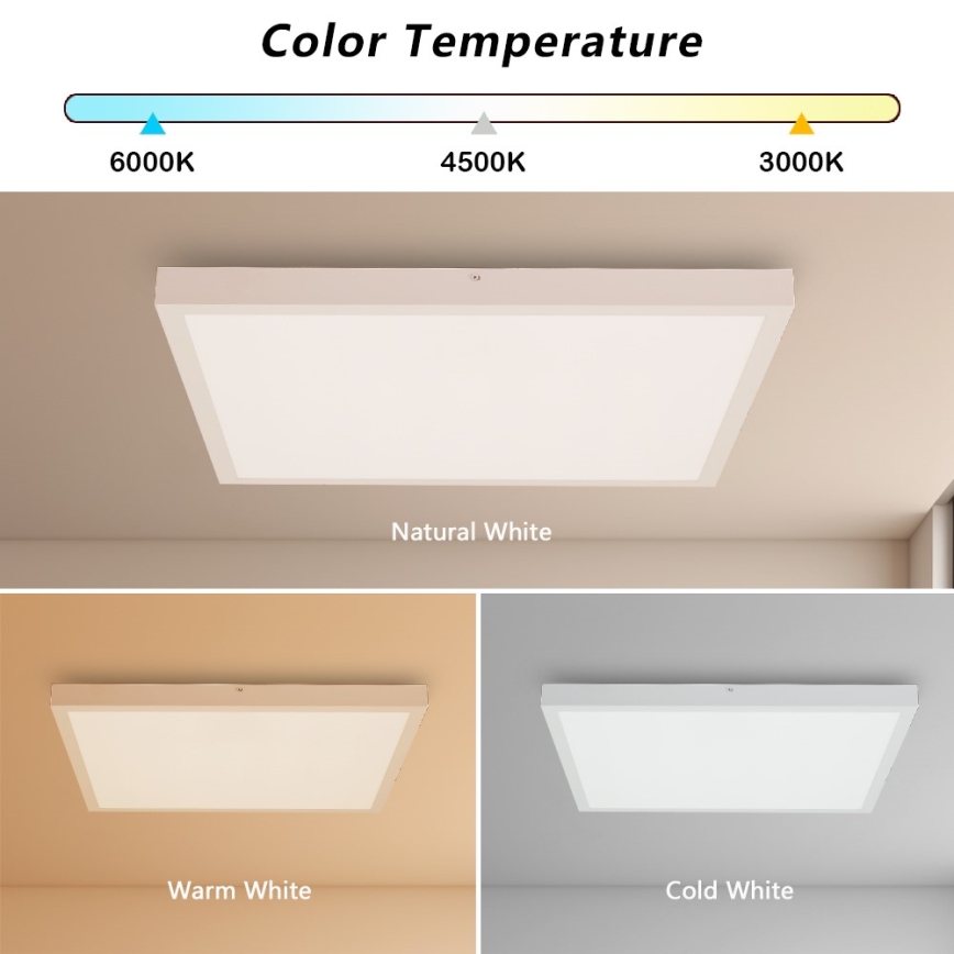 Immax NEO 07277L - LED Prigušiva plafonjera za kupatilo NEO LITE FRAME LED/50W/230V IP44 Wi-Fi Tuya +daljinski upravljač bela