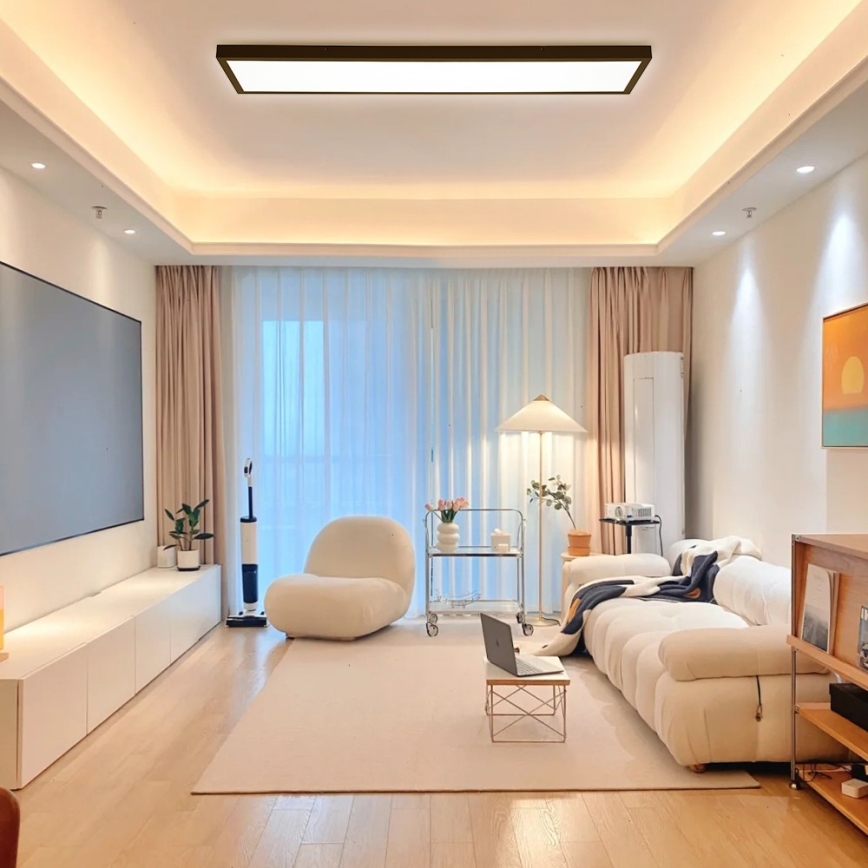 Immax NEO 07278L - LED Prigušiva plafonjera za kupatilo NEO LITE FRAME LED/50W/230V IP44 Wi-Fi Tuya + Daljinski upravljač crno