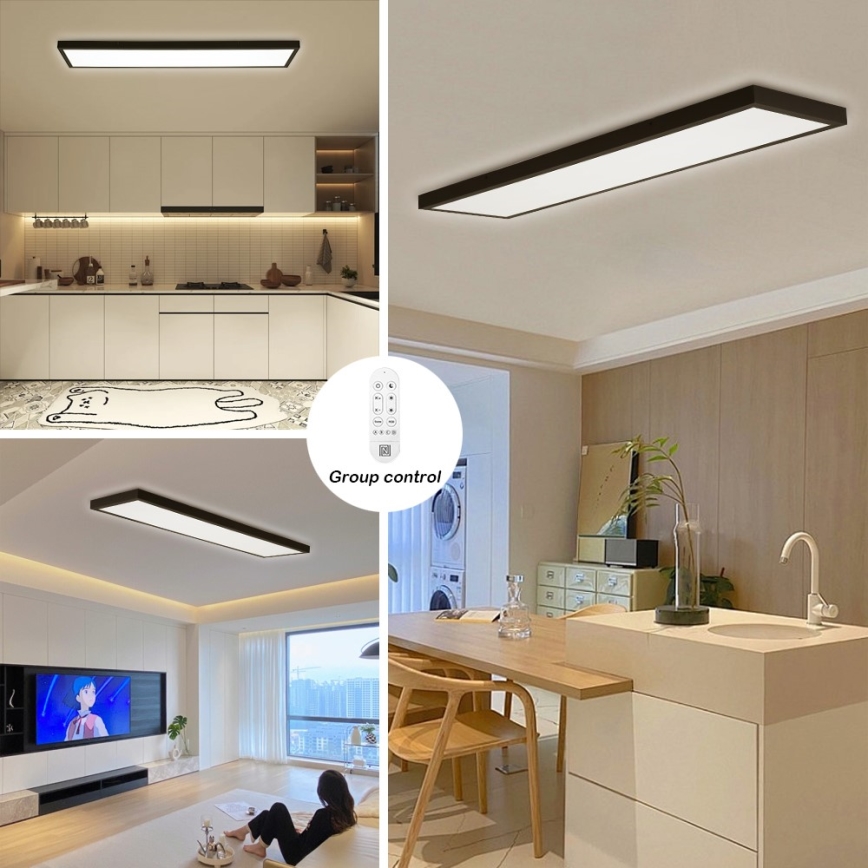 Immax NEO 07278L - LED Prigušiva plafonjera za kupatilo NEO LITE FRAME LED/50W/230V IP44 Wi-Fi Tuya + Daljinski upravljač crno