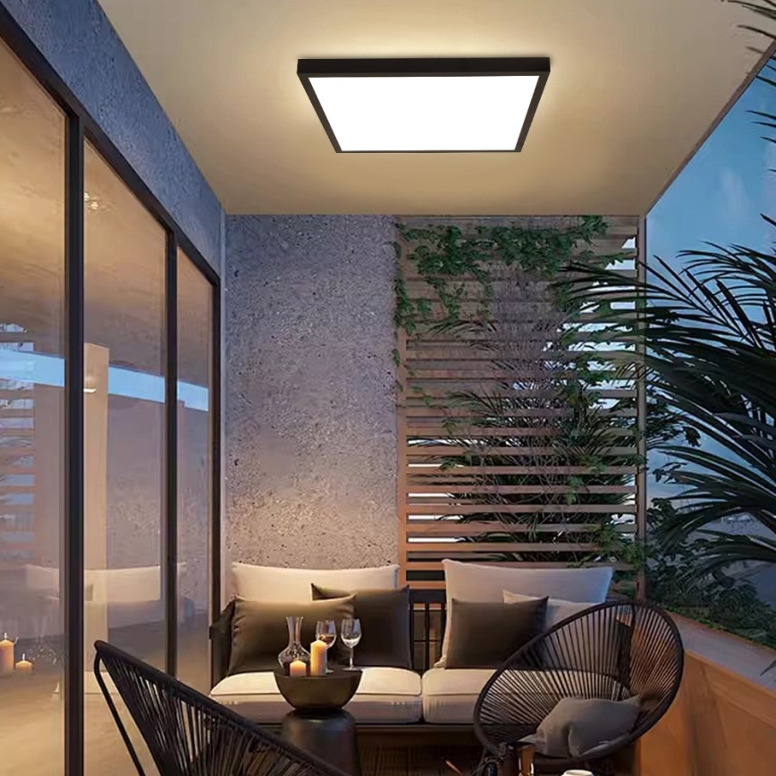 Immax NEO 07279L - LED Prigušiva plafonjera za kupatilo NEO LITE FRAME LED/50W/230V IP44 Wi-Fi Tuya + Daljinski upravljač crno