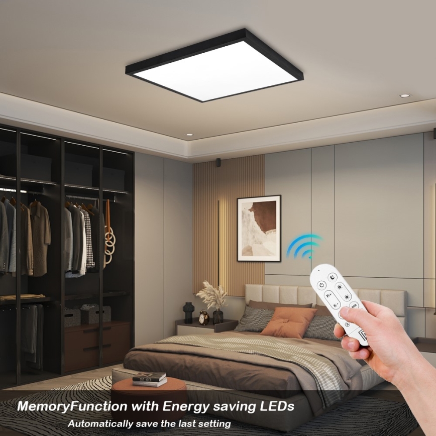 Immax NEO 07279L - LED Prigušiva plafonjera za kupatilo NEO LITE FRAME LED/50W/230V IP44 Wi-Fi Tuya + Daljinski upravljač crno