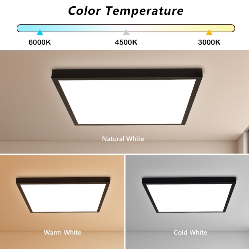 Immax NEO 07279L - LED Prigušiva plafonjera za kupatilo NEO LITE FRAME LED/50W/230V IP44 Wi-Fi Tuya + Daljinski upravljač crno