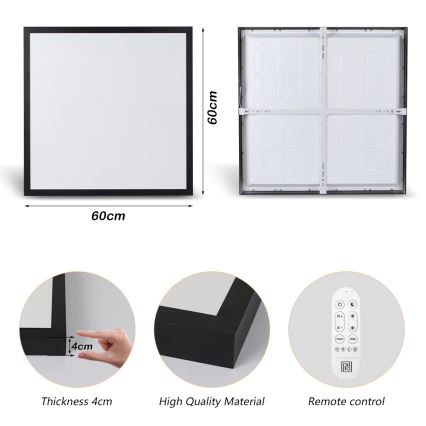 Immax NEO 07279L - LED Prigušiva plafonjera za kupatilo NEO LITE FRAME LED/50W/230V IP44 Wi-Fi Tuya + Daljinski upravljač crno