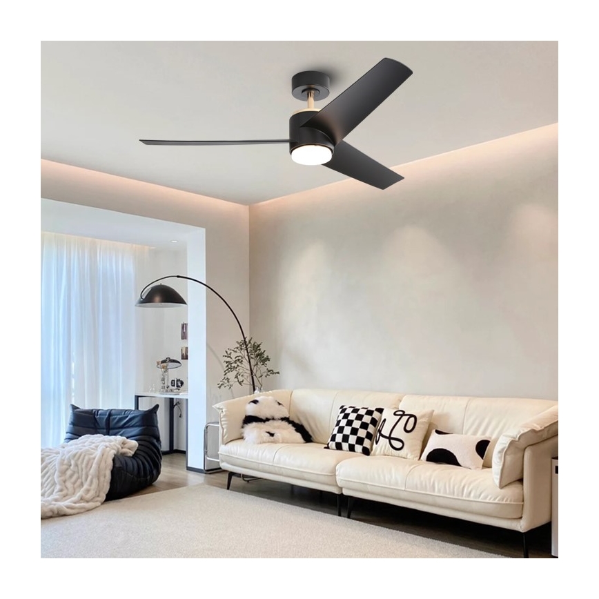 Immax NEO 07280L - LED Prigušivi plafonski ventilator BEAUTY LED/18W/230V Wi-Fi Tuya crno + Daljinski upravljač