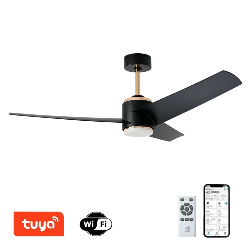 Immax NEO 07280L - LED Prigušivi plafonski ventilator BEAUTY LED/18W/230V Wi-Fi Tuya crno + Daljinski upravljač