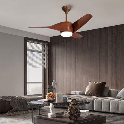 Immax NEO 07286L - LED Prigušivi plafonski ventilator WAVE LED/18W/230V Wi-Fi Tuya braon + Daljinski upravljač