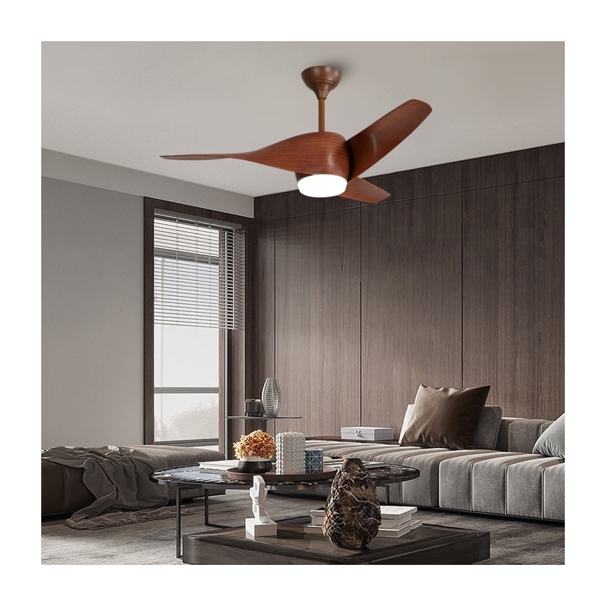 Immax NEO 07286L - LED Prigušivi plafonski ventilator WAVE LED/18W/230V Wi-Fi Tuya braon + Daljinski upravljač
